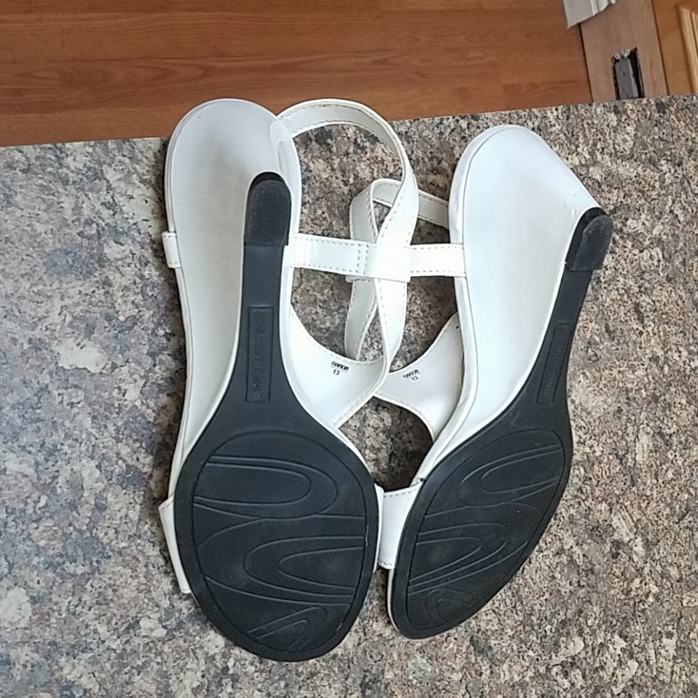 Predictions white patent leather sandals